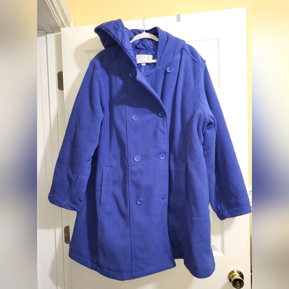 FleeceDouble-Breasted Hooded Fleece Peacoat